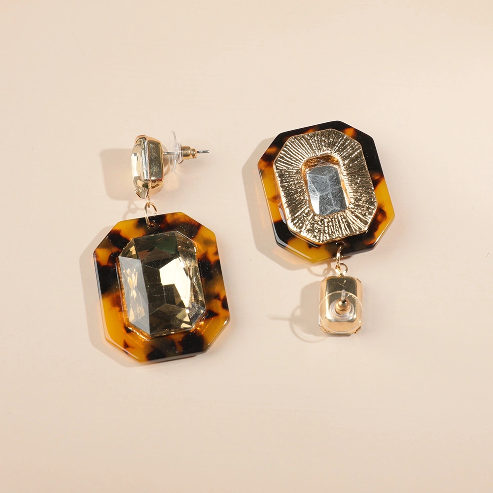 Retro Big Rhinestone Acrylic Resin Ladies Jewelry Earring