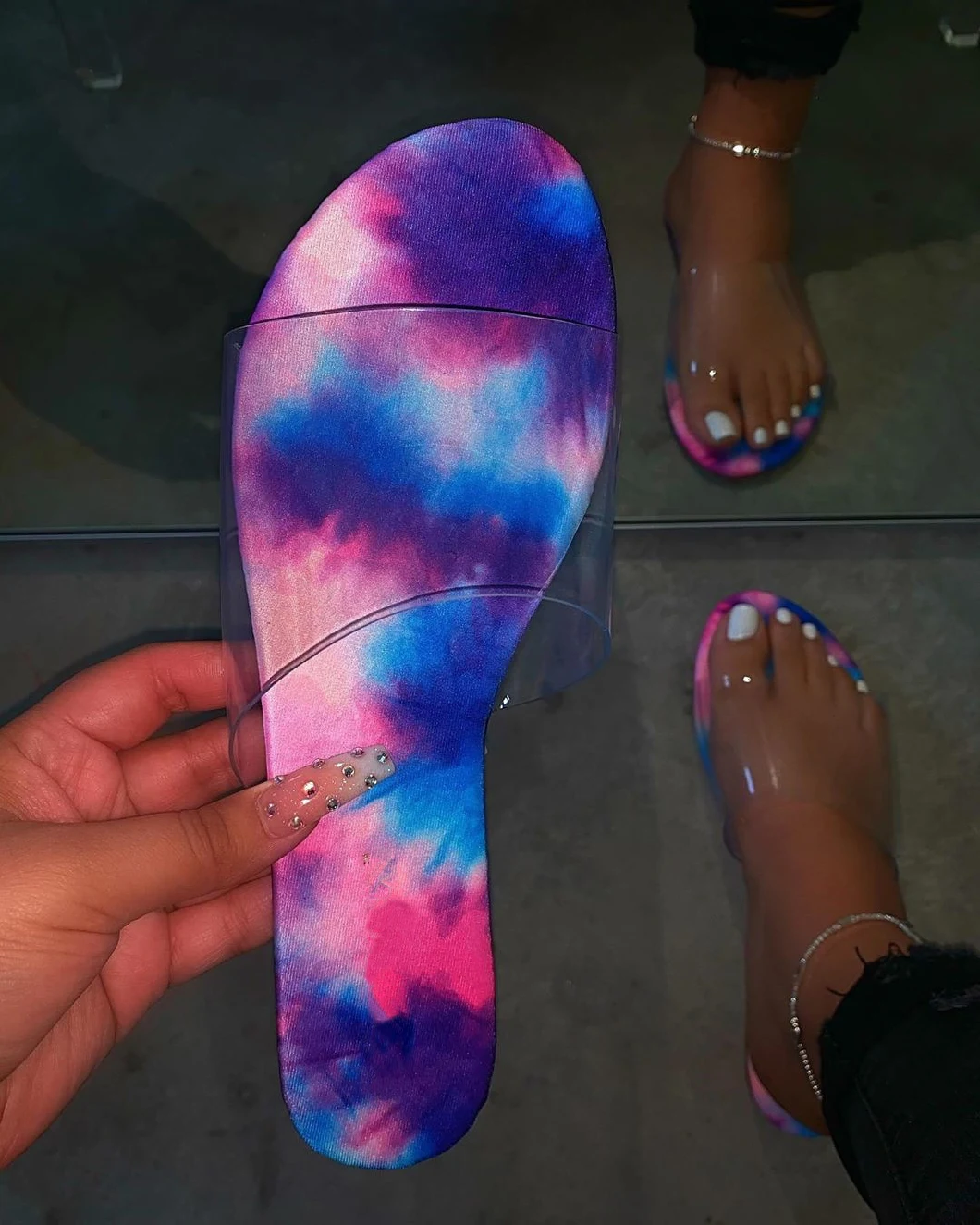 Trendy Women Sandals, Leopard Print Women Flats Sandals, Women Rainbow Color Sandals Slipper