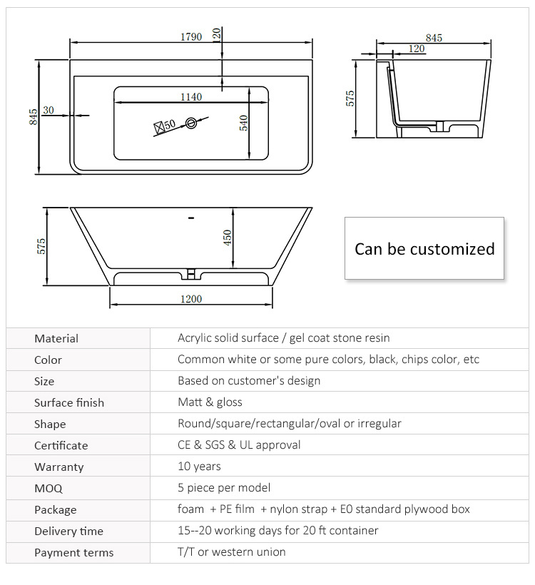 Freestanding Design Oval Shape Resin Stone Matte Black Bathtub Soaking Bathtub (KKR-200308-4)