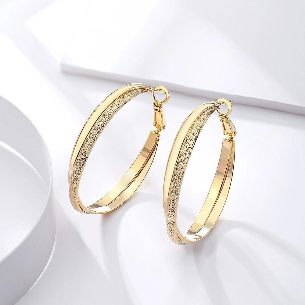 Silver Geometric Hoop Earrings Fashion Double Circle Layered Twist Hoop Earrings Jewelry for Women