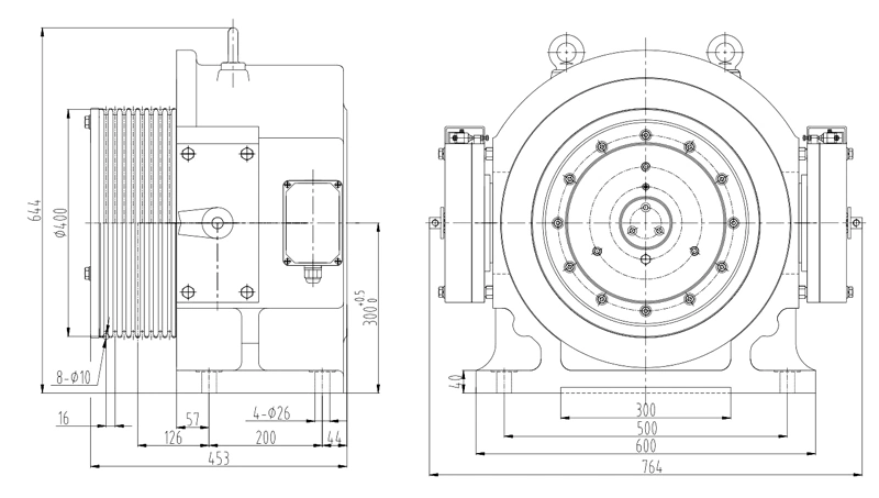 Speed 0.5~2.5m/S Gearless Traction Machine Motor for Elevators