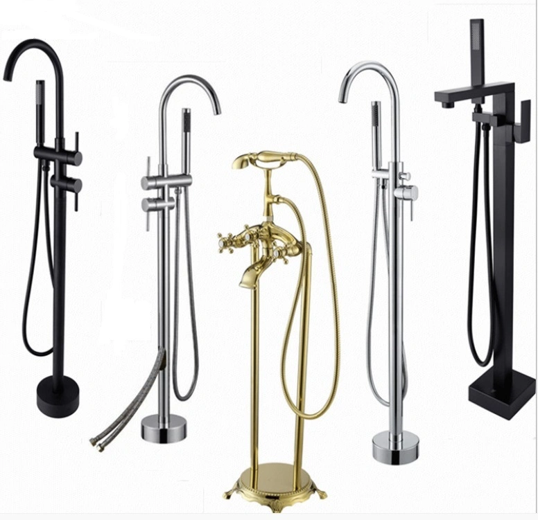 Copper High Faucet Mixer Hot Tap with Shower Hand for Free Standing Bathtub