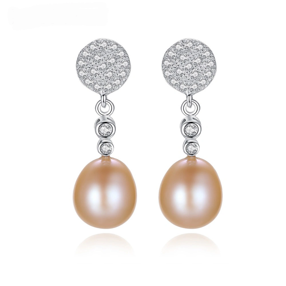 Elegant Fine Jewelry 925 Sterling Silver Natural Freshwater Pearl Drop Earrings