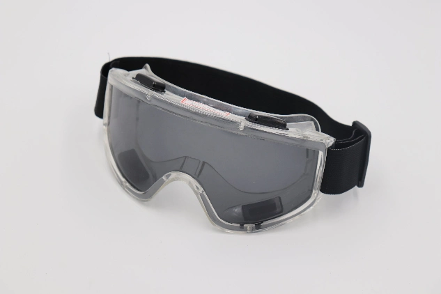 Grey PC Material Lens PVC Frame Industrial Safety Glasses Googles with Elastic Tape as Arm