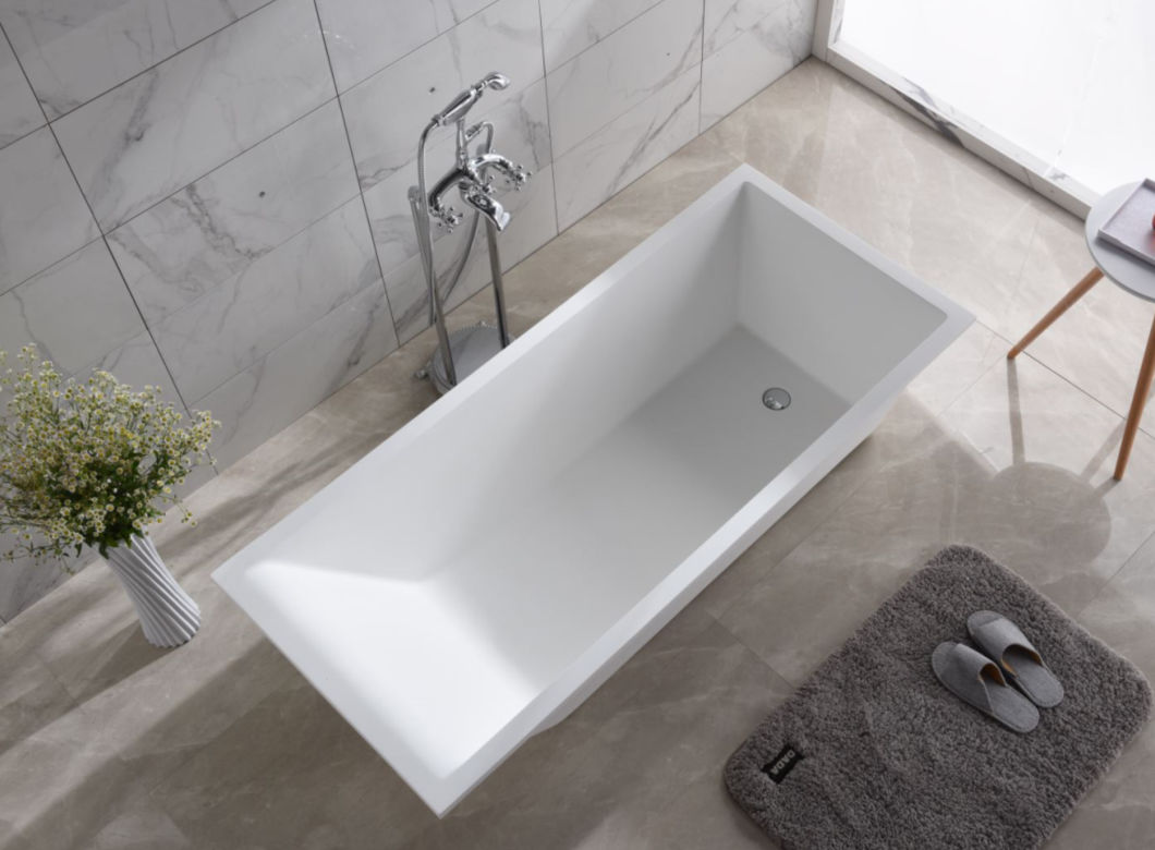 Hot Rectangular Bathroom Freestanding Mount Build in Solid Surface Swim SPA Bath Tub