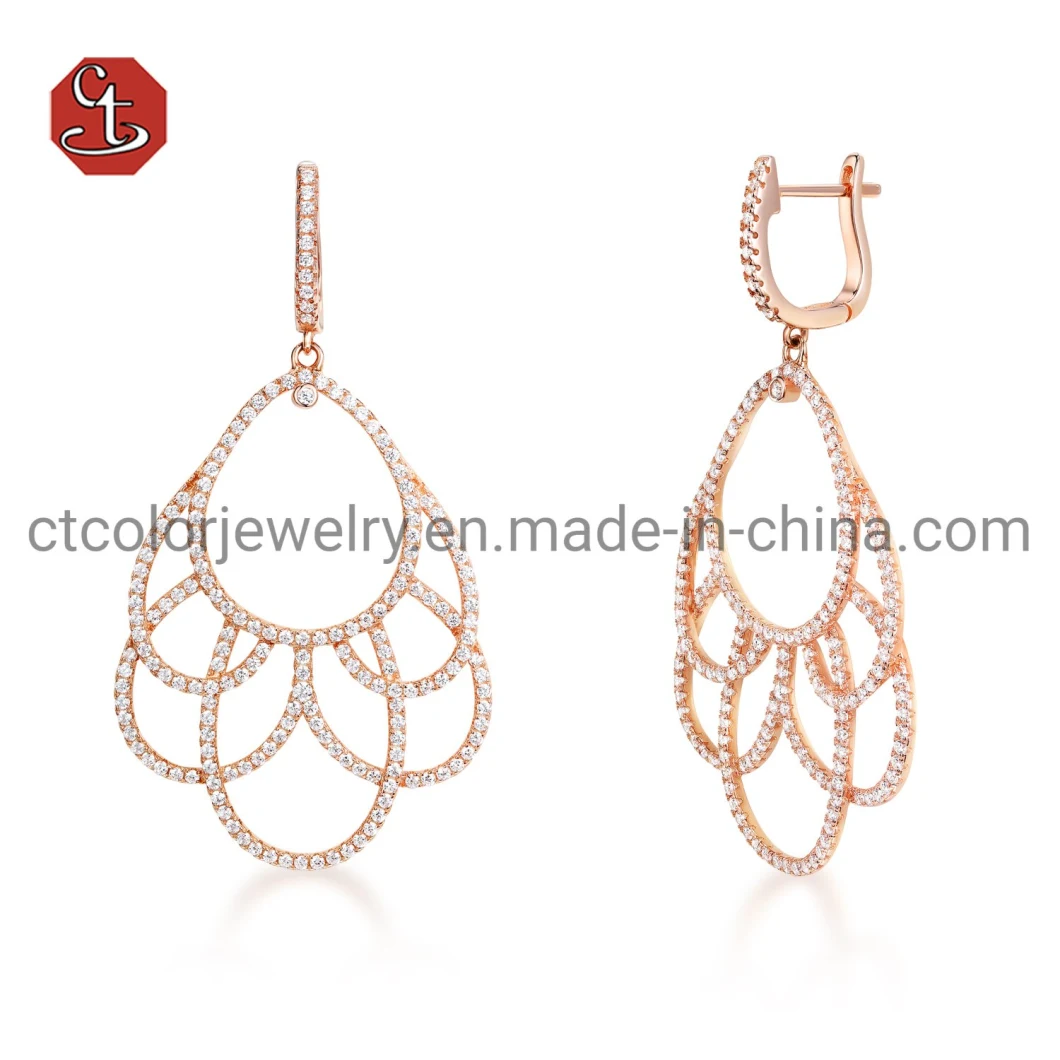 Fashion Jewelry Silver Earring with CZ Copper Earrings