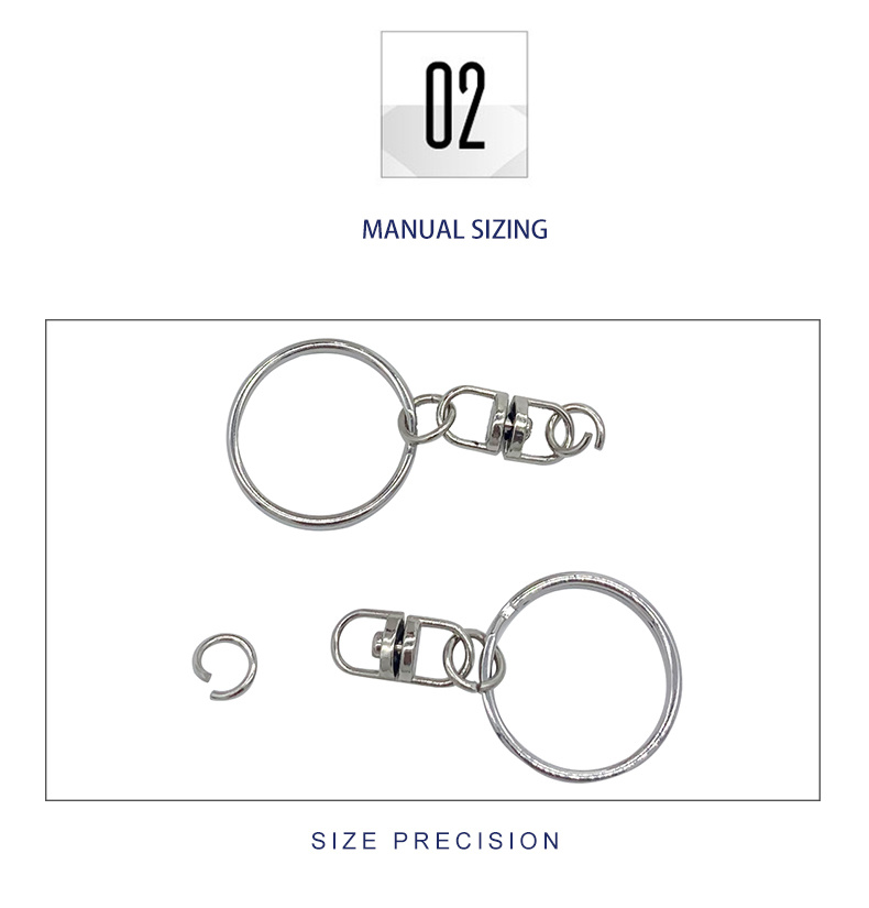 Nickel Plated Split Key Ring with Chain Silver Color Metal Split Keychain Ring Parts