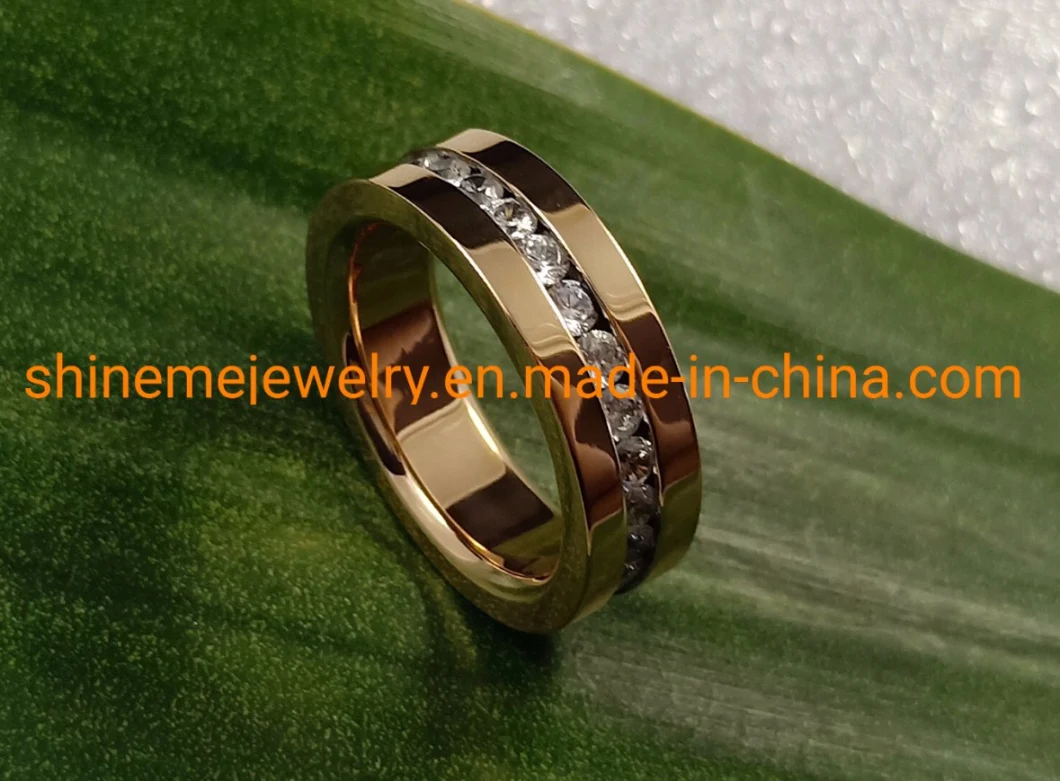 Fashion Jewelry Stainless Steel Rose Gold Gemstone CZ Ring SSR1948