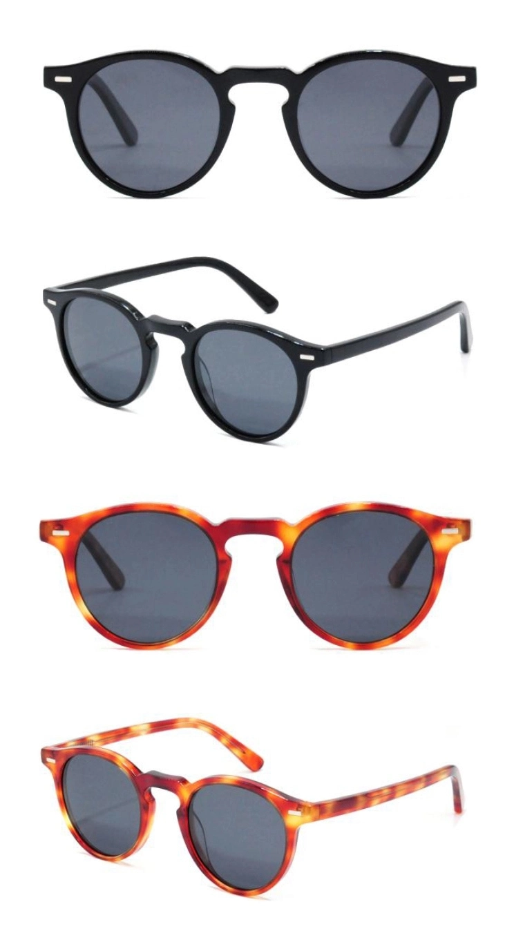 Vintage Sunglasses for Man Woman Fashion Retro Round Acetate Sunglasses High Quality Italy Design