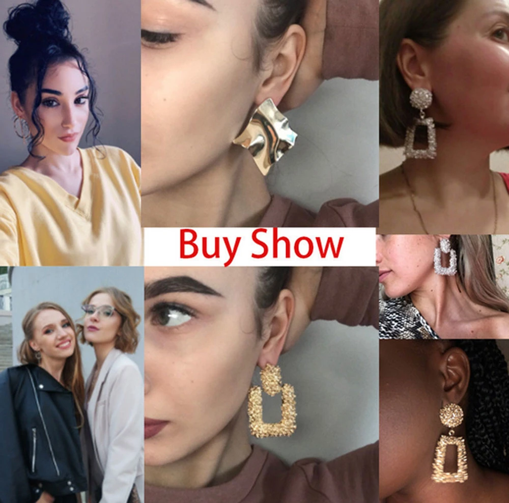 2021 New Luxury Jewelry Zircon Hoop Geometric Statement Drop Earrings for Women