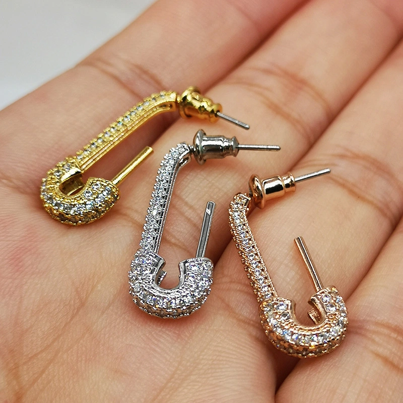Korean New Trend Personality Temperament Full Statement Diamond Pin Earrings Women