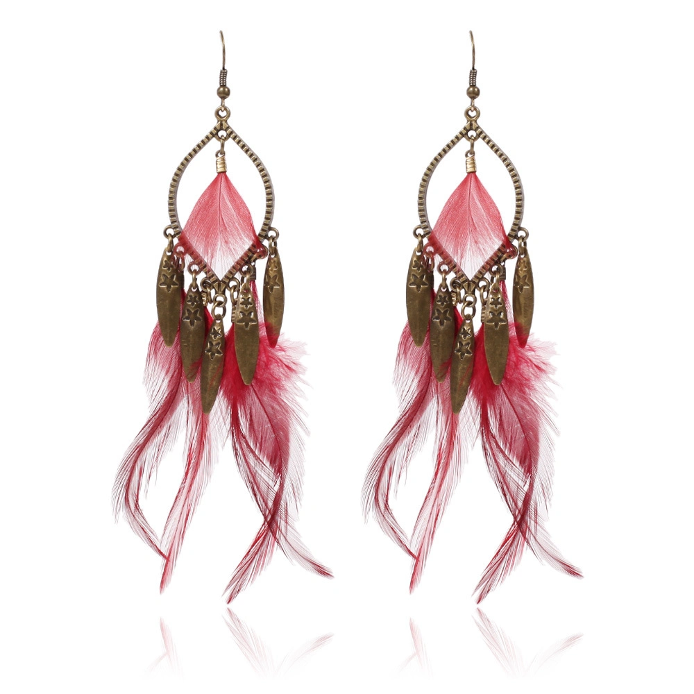 Hot Sales Wholesale Women Fashion Natural Feather Earrings