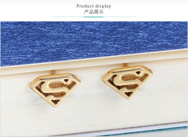 Fashion Movie Theme Jewelry Men's 316L Stainless Steel Gold Stud Earrings