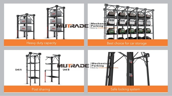 Mechanical Auto Elevator Car Stacker System Four Post Parking Lift