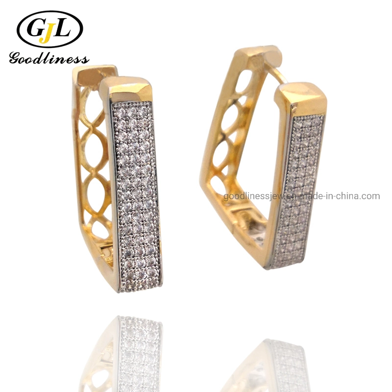 Wholesale Fashion Customized 925 Silver Gold Plated Cubic Zirconia Hoop Earrings