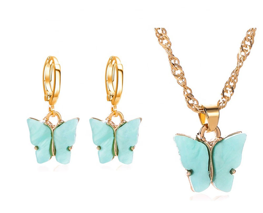 Hot Style Women Gold Plated Rhinestone Butterfly Hoop Earrings