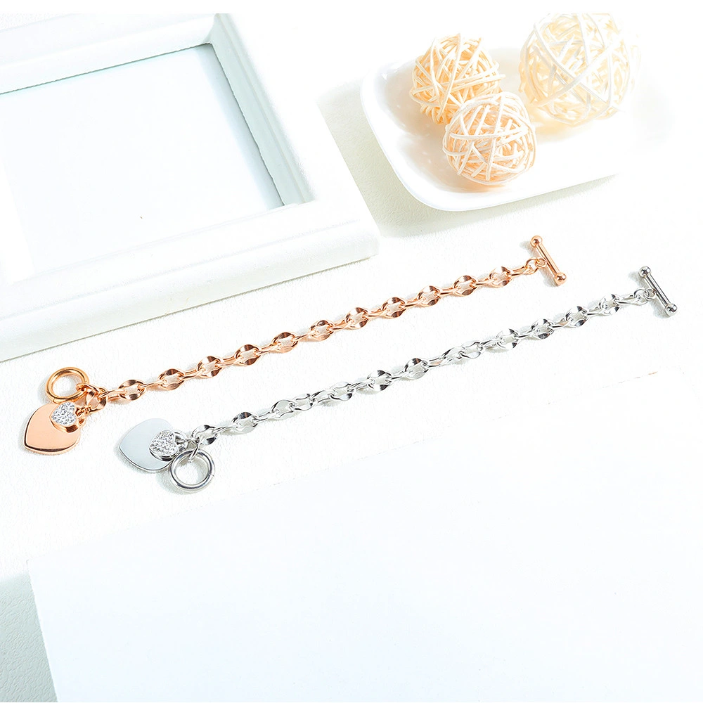 Women's Charm Fashion Bracelet Heart Pendant, Rose Gold, Gold, Silver