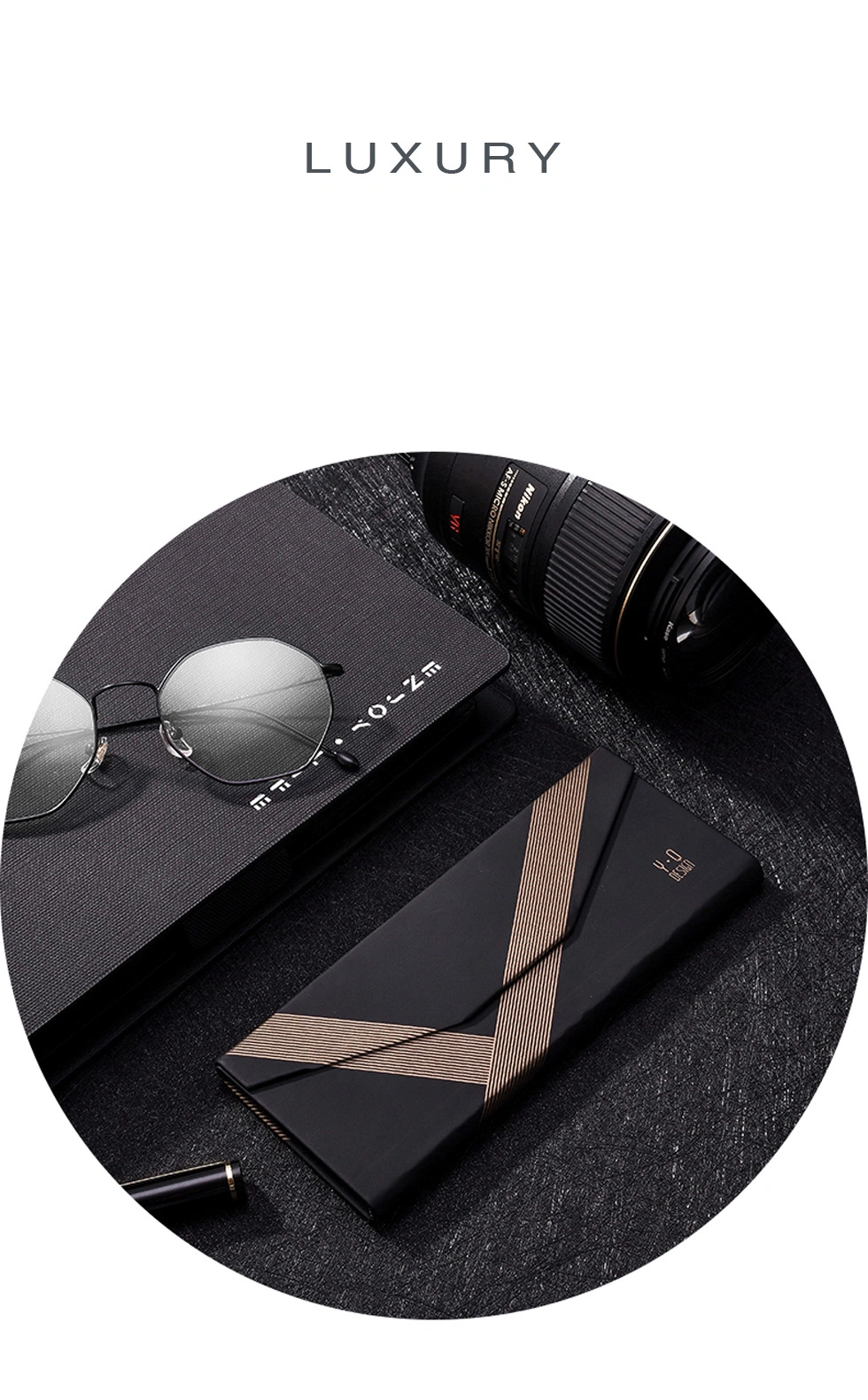 Black Strip Printed Folding Case for Reading Glasses and Sunglasses