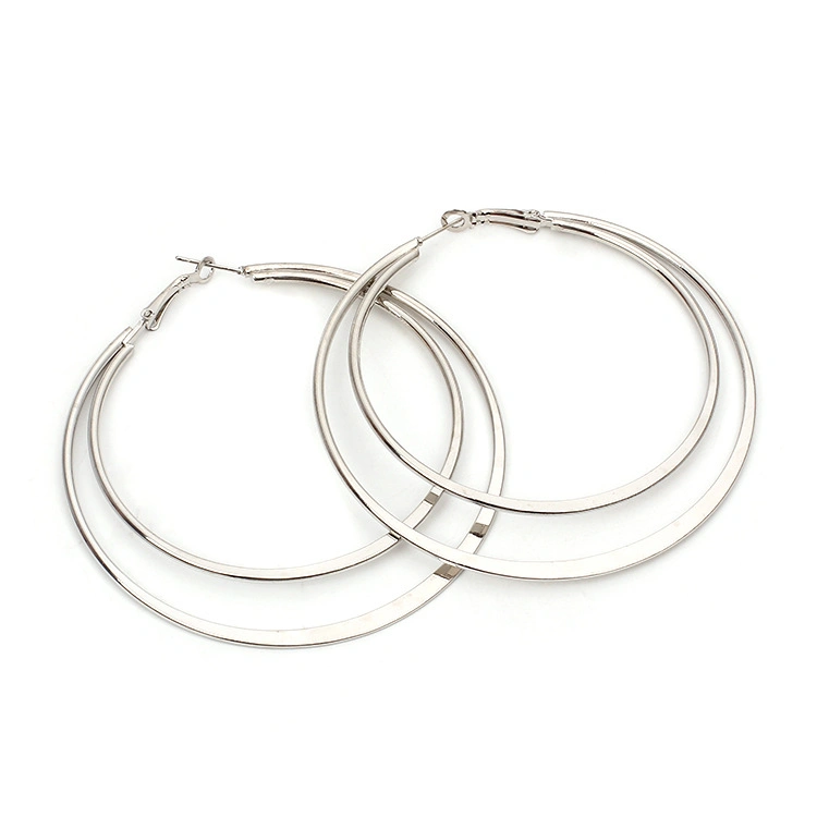 New Metal Exaggerated Geometric Large Circle Double Earrings