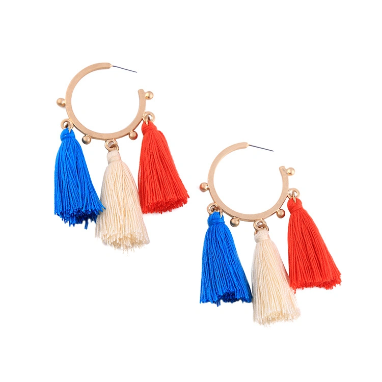 Fashion Jewelry for Women Rainbow Tassel Personality Dangle Huggie Earrings