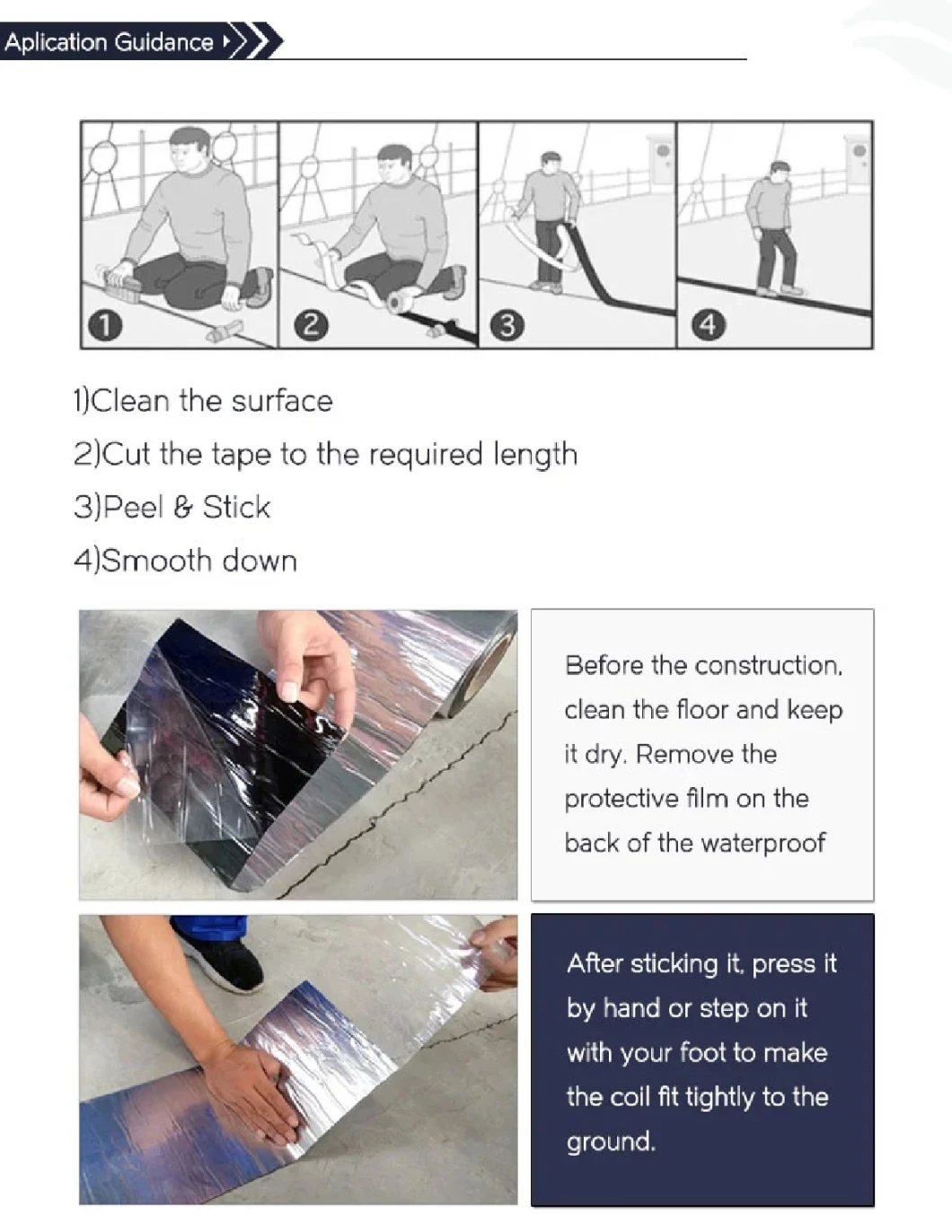 Self-adhesive Road Repair Bitumen Tape / Flashband Tape