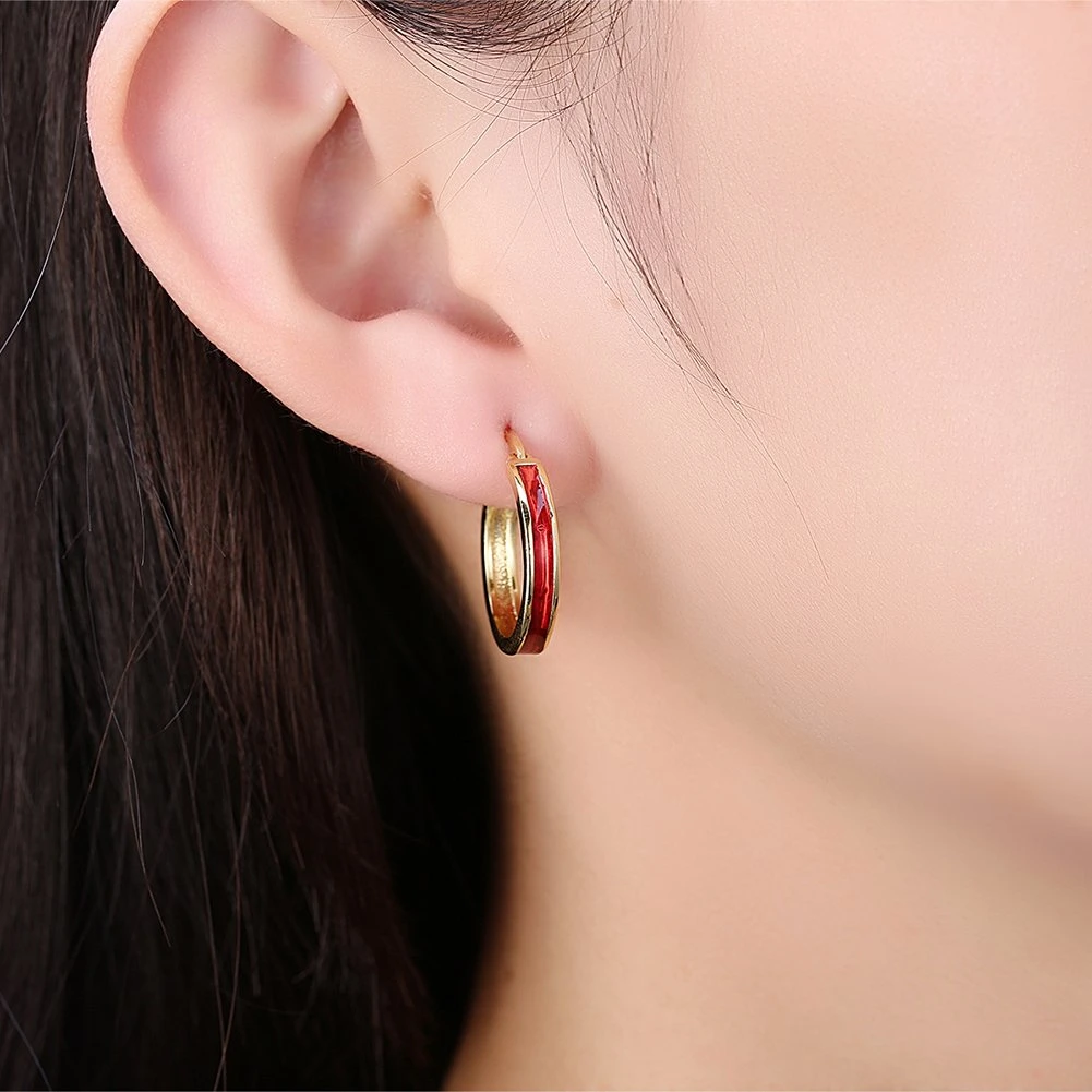 Fashion K Gold Round Earring Oil Drop Gold Plated Earring Design for Women