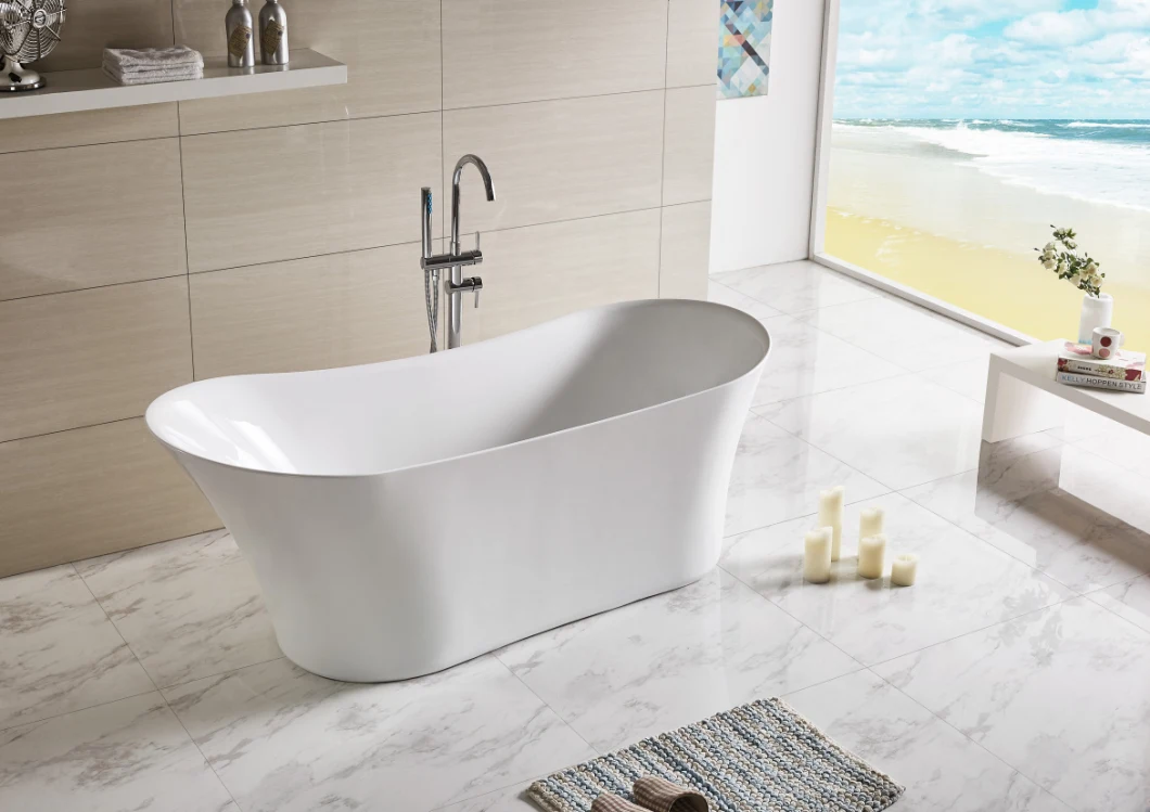 Foshan Acrylic Seamless Fiberglass Bathroom Bathtub Freestanding Tub