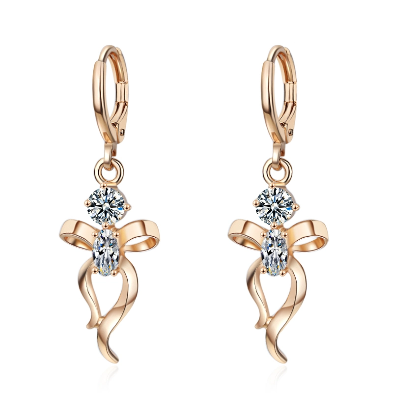 Fashion Designs Zircon Jewelry Elegant Women Gold Plated Drop Earring