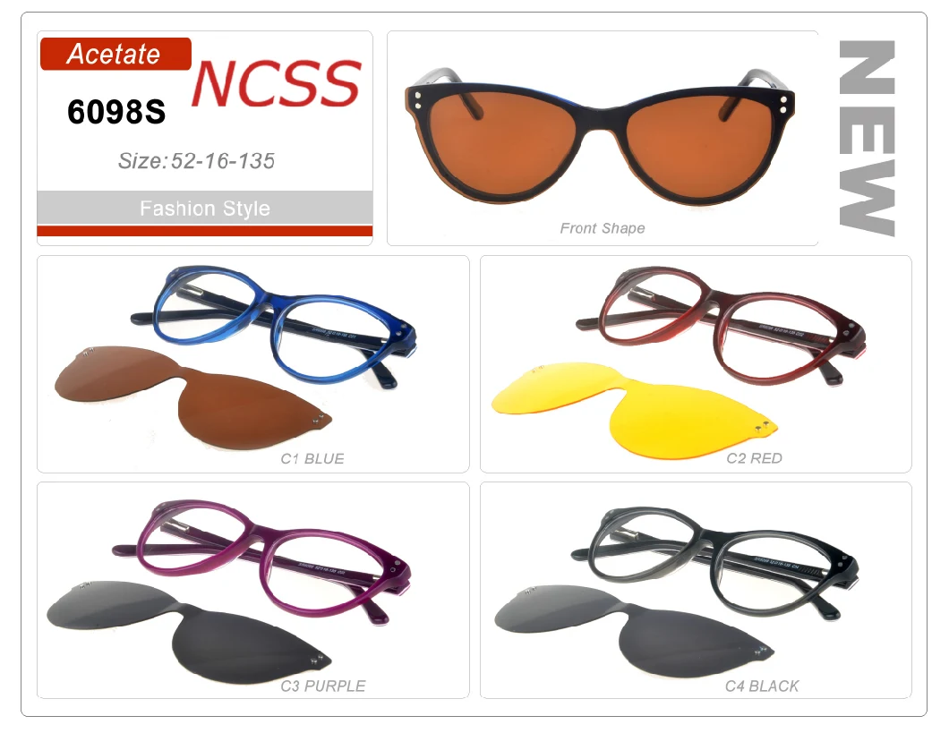 2020 High Quality New Arrival Acetate Clip on Sunglasses
