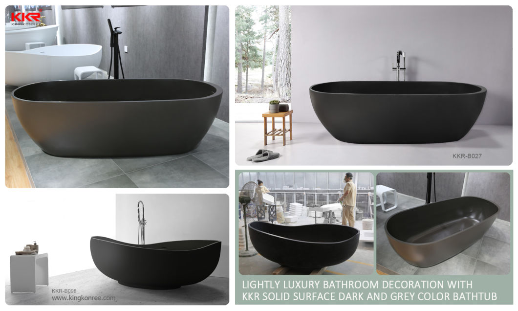 Corner Back to Wall Curved Solid Surface Bathtub