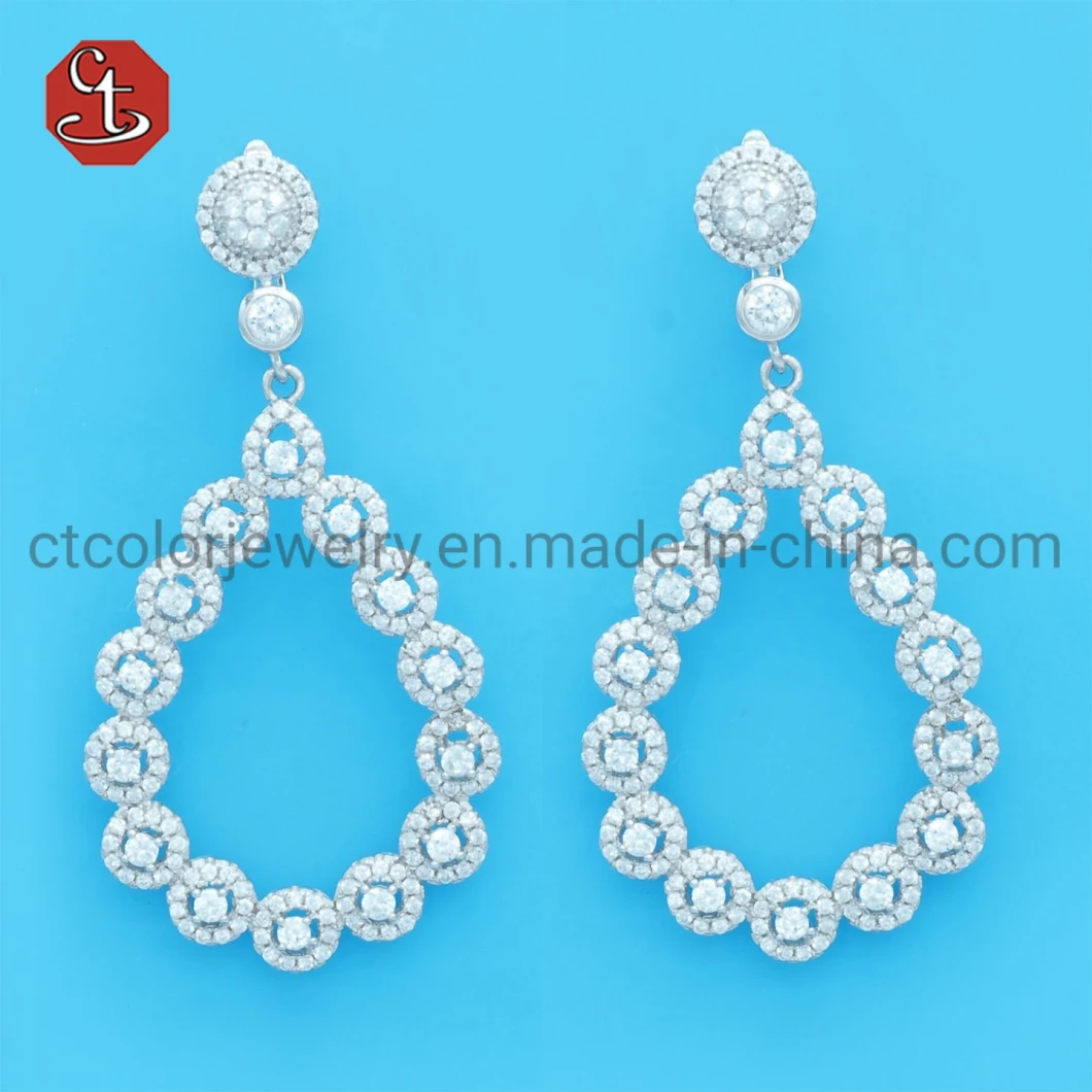 Vintage Cubic Zircon Drop Earrings Jewelry Temperament Design Water Drop Elegant Long Large Statement Dangle Earrings For Women