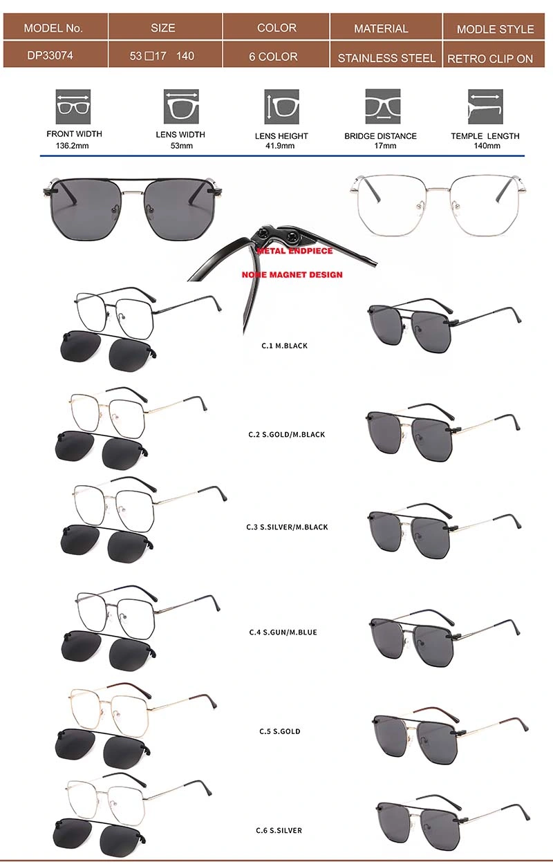 Original Design FC Optics Clip on Metal Alloy Clip on Sunglasses for Women