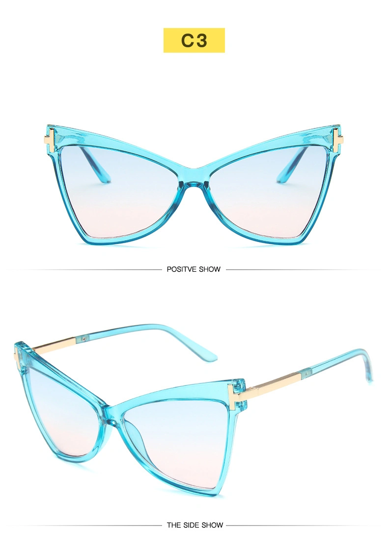2020 New Fashion Sunglasses Triangle Cat Eye Women with Large Frame Gradient Sunglasses Leopard Print Wholesale