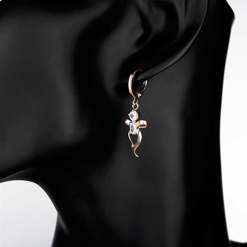 New Fashion Designs Jewelry Zircon Elegant Women Gold Plated Drop Earring