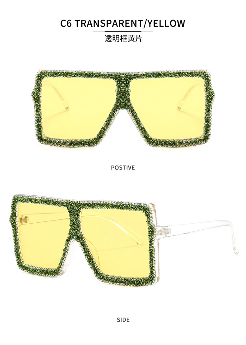 2020 Vintage Square Women Rhinestone Gradient Men Sunglasses