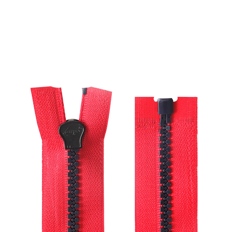 #10 Plastic Open End Waterproof Red Tape Black Teeth Zipper for Fashion Clothes