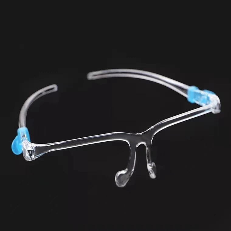 Adjustable Adult Full Transparent Eye Protective Glasses Plastic Clear Visor Faceshield Face Shield with Glasses Frame