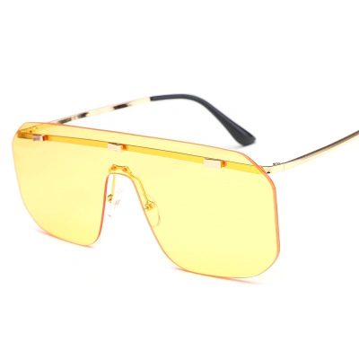 Individual Dazzling Color Conjoined Sunglasses Rimless Flat Lens