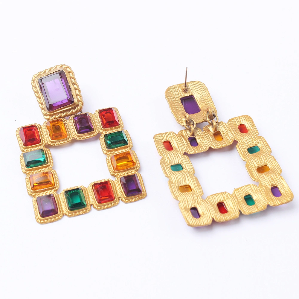 Fashion Bohemian Geometric Square Earrings Color Alloy Earrings for Women