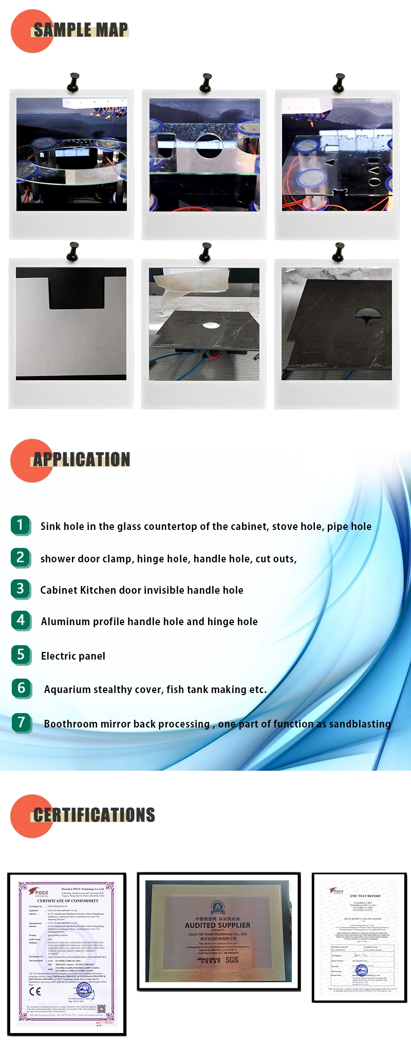 Zxx-C1812 Glass Notching Machine for Making Shower Room Glass Clip Holes