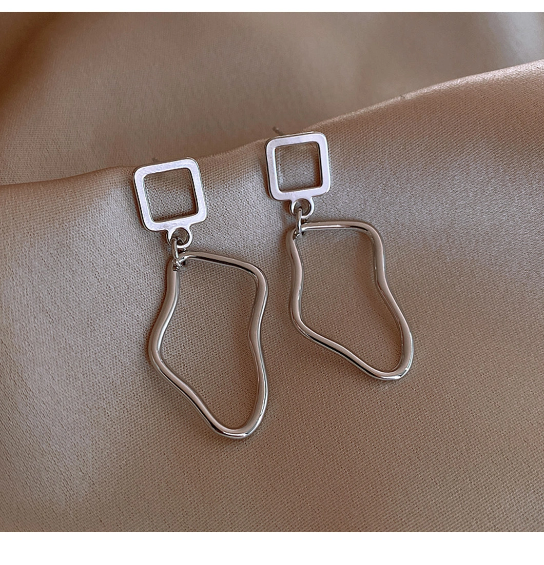 925 Silver Fashion Jewelry Irregular Geometric Earrings Ins Twisted Streamline Earrings