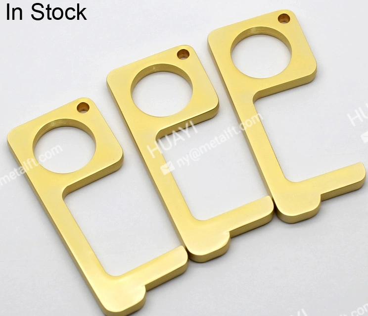 Brass Hand Door Opener Closer No-Touch EDC Press Elevator Hand Stick Health Protection Personalized Keychain Keep Hands Clean