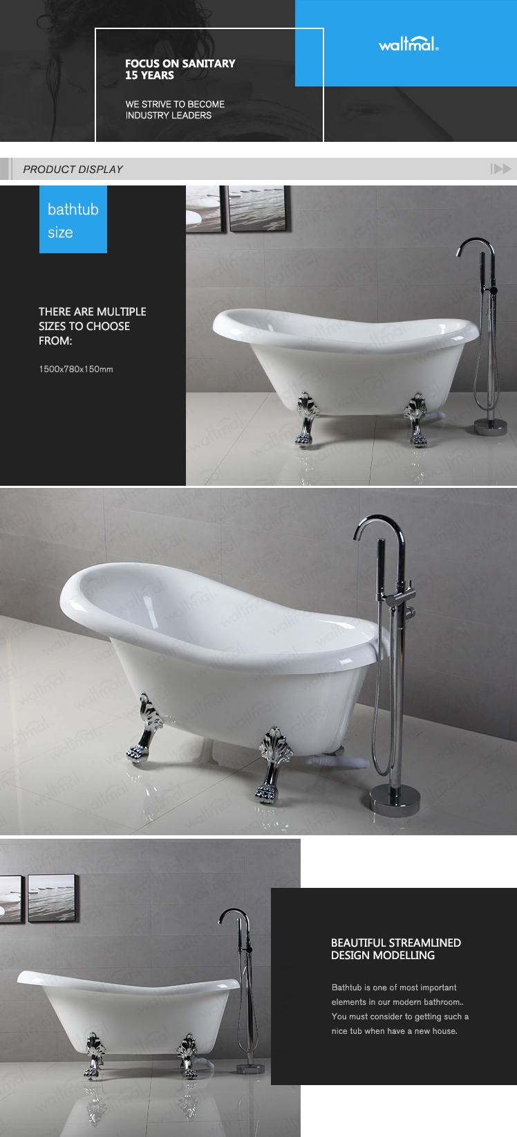 Royal Luxury Classic Bathtub Clawfoot Bathroom Tub Acrylic Bathtub