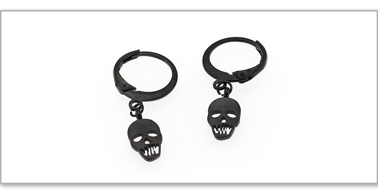 Wholesale Men Magnetic Gold/Silver/Black Stainless Steel Hoop Earrings Skull Pendant Earrings
