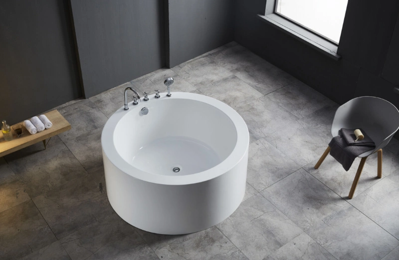 Channing Modern Round Hot Tub High Quality Acrylic Freestanding Tubs Deep Soaking Bathtub (QT-Y001)