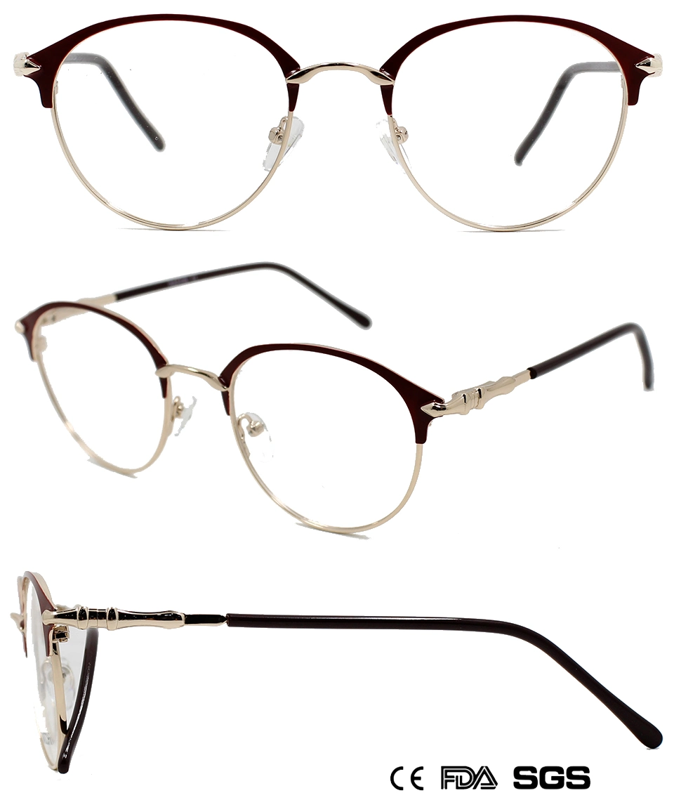 Vintage Round Metal Reading Glasses with Eyebrow (WRM802018)