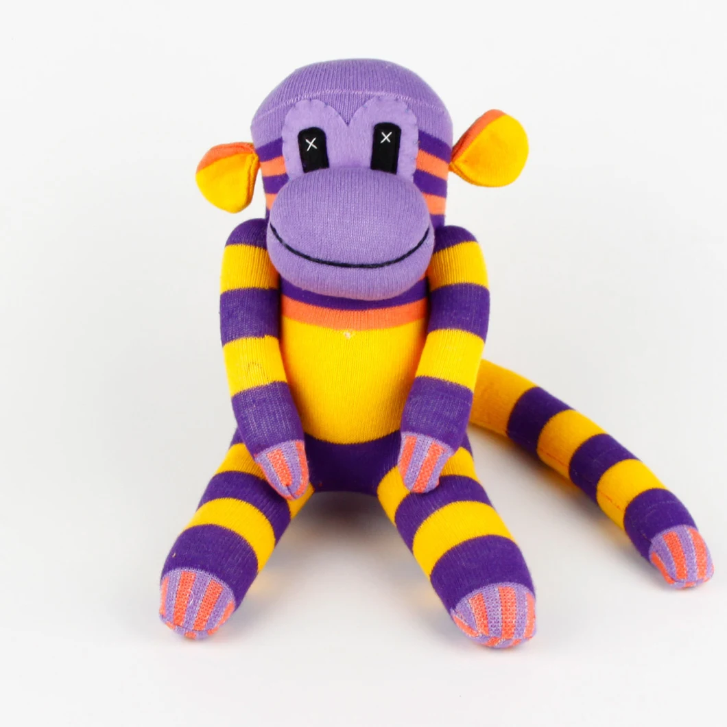 Hot Sell Sock Monkey Soft Stuffed Plush Monkey Kids Toy Doll