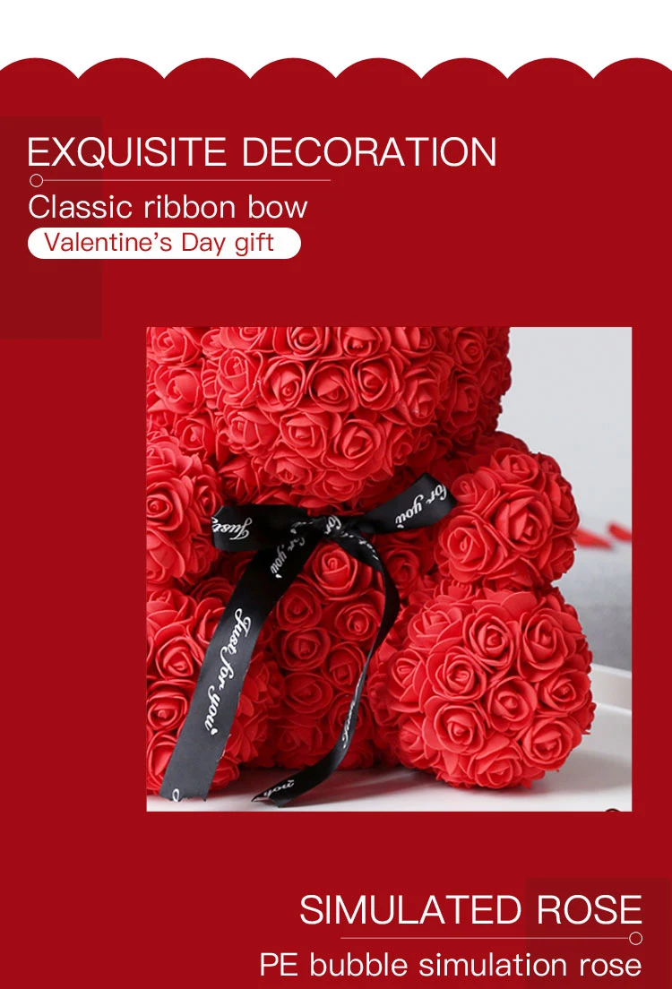 Wholesale Valentine Gift High Quality 25cm Artificial Foam Teddy Bear Rose Bear Flower