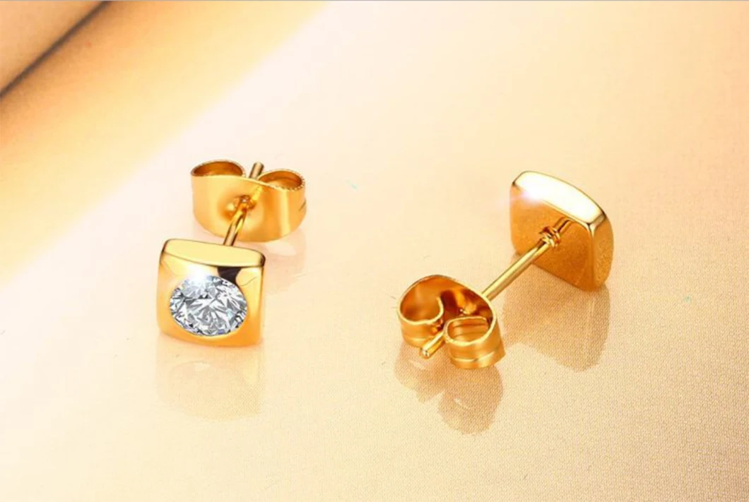 Fashion Jewelry Gold Plating Earring 6mm Stainless Steel Rhinestone Earrings Gold Jewelry Earrings Er1093