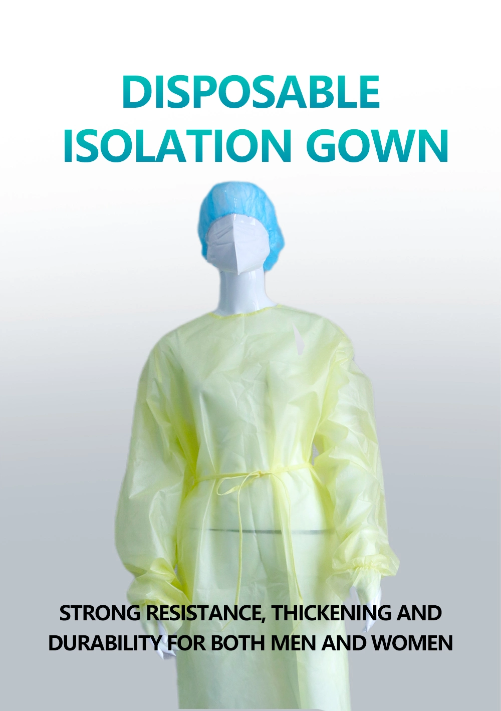 SMS/PP/PP+PE AAMI Level 1 Isolation Gowns Knitted Cuff /Elastic Cuff